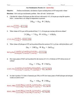 Stoichiometry Worksheet 1 Answer Key | Koyumprogram