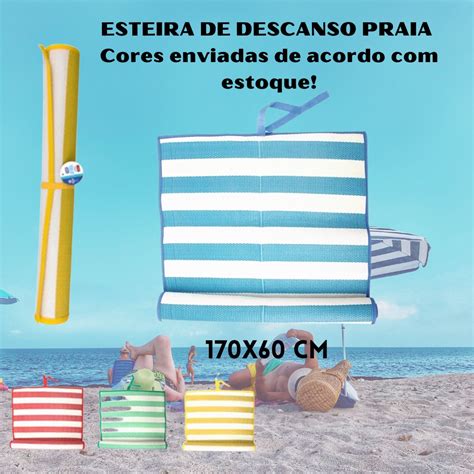 Esteira De Praia Descanso Listras 170x60cm Verão Shopee Brasil