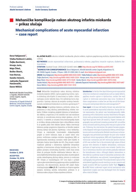 PDF Mechanical Complications Of Acute Myocardial Infarction Case Report