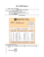 ACCT 2000 Chapter 7 Class Notes ACCT 2000 Chapter 7 1 Prepare A Bank