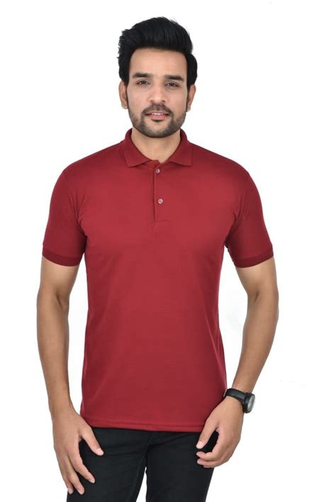 Half Sleeve Plain Men Maroon Cotton T Shirt Casual Wear Size Medium