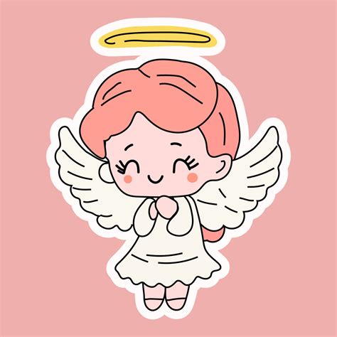 Cute Cartoon Angel Vector Illustration For Mascot Logo Or Sticker