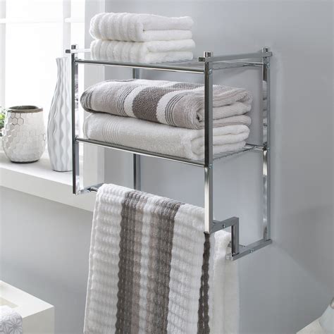 Chrome Bathroom Shelf With Towel Rail Rispa