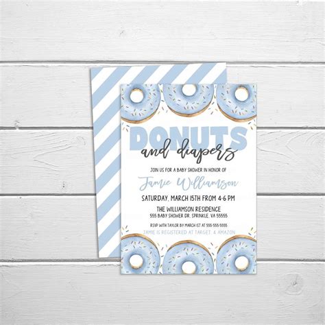 Baby Donut Invitation Donut And Diapers Baby Shower Sprinkled With