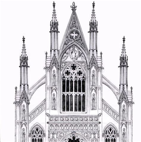 Simple Gothic Cathedral Drawing