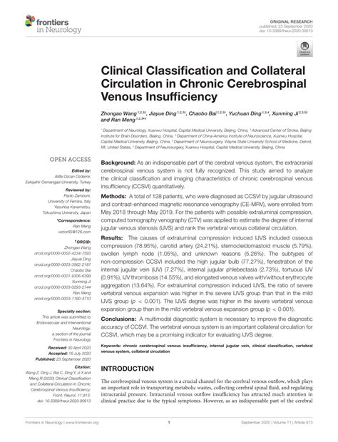 Pdf Clinical Classification And Collateral Circulation In Chronic Cerebrospinal Venous