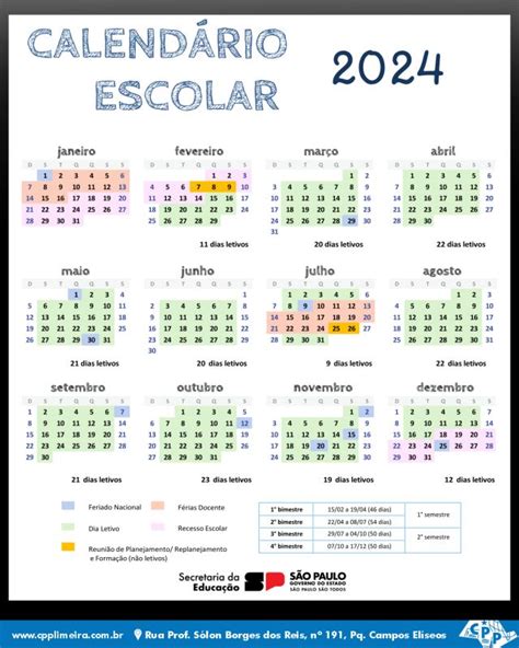 INFORME SE ESTADO calendário escolar 2024 CPP Limeira