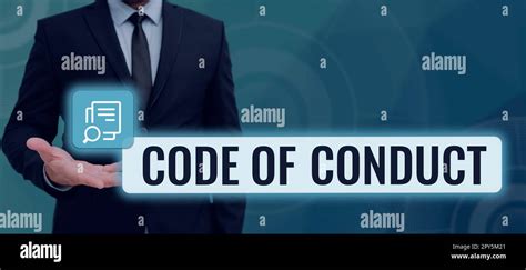 Sign Displaying Code Of Conduct Business Overview Ethics Rules Moral