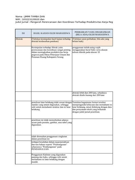 Template Dan Contoh Kajian Jurnal Pdf Karier And Perkembangan Seni