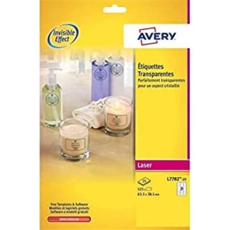 AVERY Pochette de 525 étiquettes autocollantes transparentes