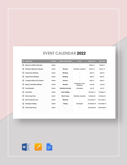 Event Calendar Template - 32+ Download