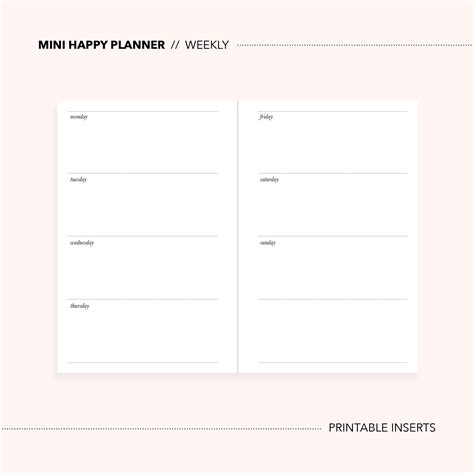 Mini Happy Planner Instant Download Planner Printable Inserts