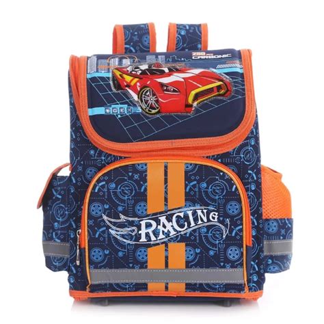 EVA Folded School Bag Boys Race Car Backpack Cartoon Orthopedic ...