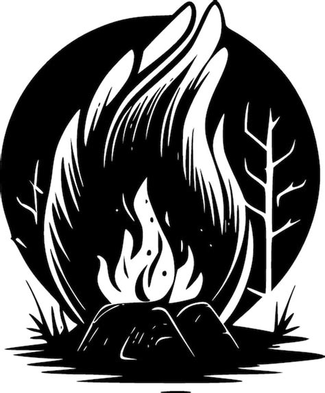 Premium Vector Campfire Black And White Vector Illustration