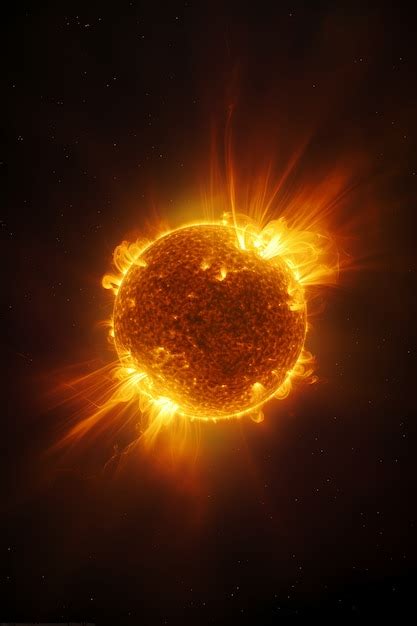 View Of 3d Burning Sun Ai Generated Image