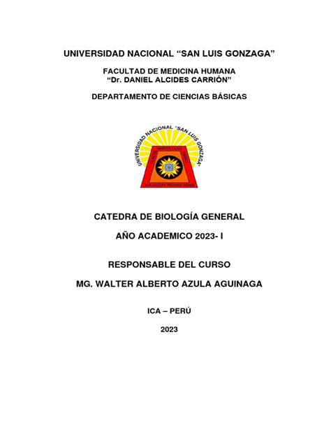 Silabo Biologia General 2023 I Pdf Biología Celular Las Bacterias