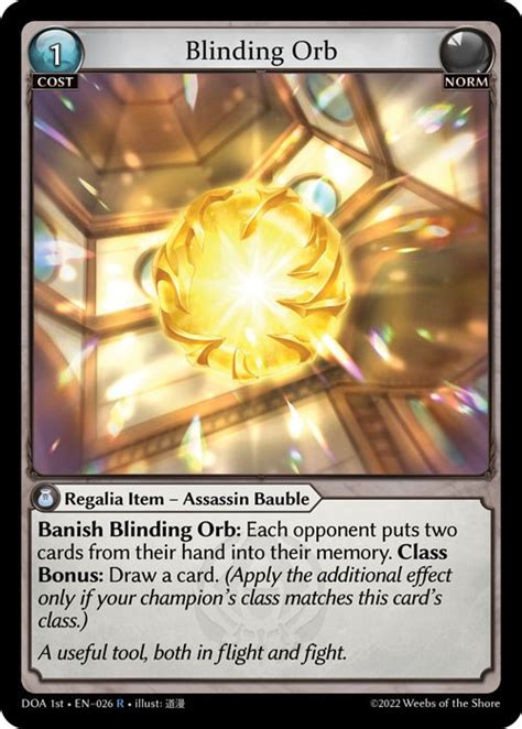 Blinding Orb Dawn Of Ashes 1st Edition Grand Archive TCG