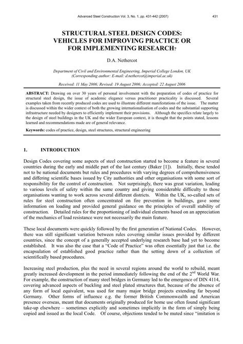 (PDF) STRUCTURAL STEEL DESIGN CODES: VEHICLES FOR … · STRUCTURAL STEEL DESIGN CODES: VEHICLES ...