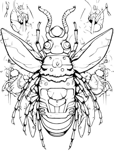 Página de libro para colorear insectos Vector Premium