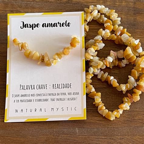 Pulseira Jaspe Amarelo Cristais E Acess Rios Natural Mystic