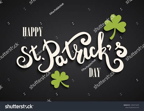 Happy St Patricks Day Hand Lettering Clover Royalty Free Stock