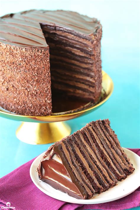 Twelve layers of chocolate cake filled with alternating layers of silky ...