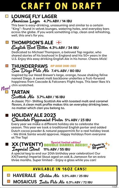 Beer On Tap — The Tap Brewing Company