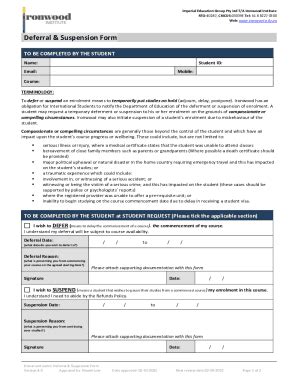 Fillable Online Deferral Suspension Form Fax Email Print PdfFiller