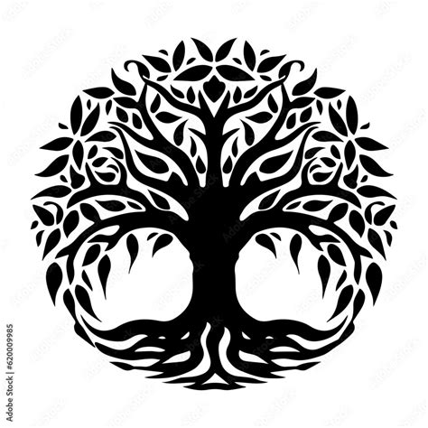 Yggdrasil Tree Vector Isolated On White Background Tree Of Life Vector Illustration Stock