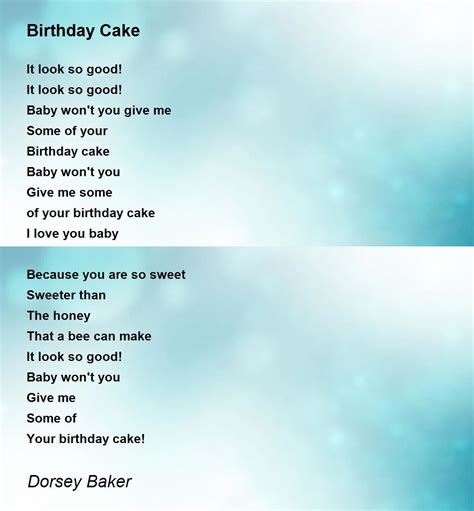 Birthday Cake Birthday Cake Poem By Dorsey Baker