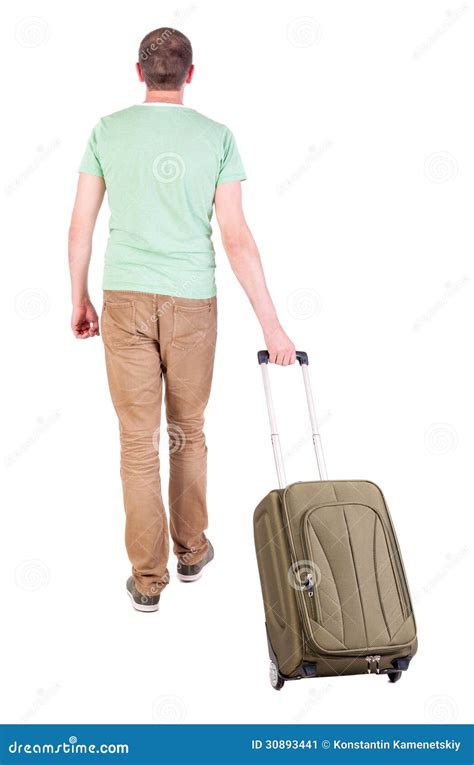 Vue Arrière D homme De Marche Avec La Valise Image stock Image 30893441