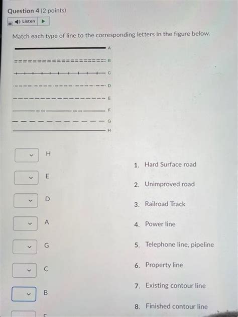 Solved Question 4 2 Points Listen Match Each Type Of Line