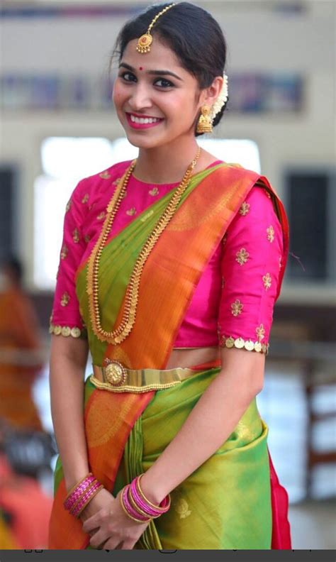 South Indian Wedding Colorful South Indian Bride In Silk Saree And Blouse With Go Pattu