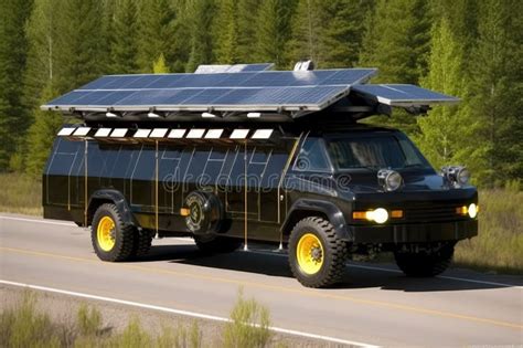 Solar Panels Mounted On Solarpowered Vehicle Generative Ai Stock