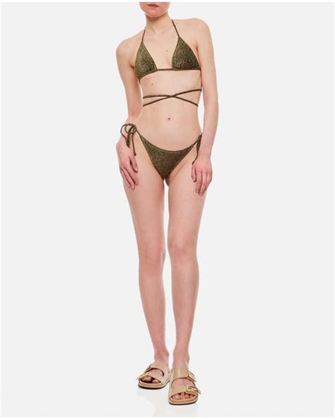 Reina Olga Miami Lurex Bikini Set In Natural Lyst