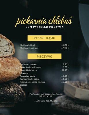 Szablony I Wzory Kart Menu Dla Piekarni I Cukierni