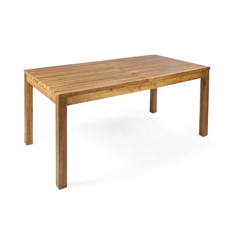 Gdf Studio William Outdoor Acacia Wood Expandable Dining Table Teak