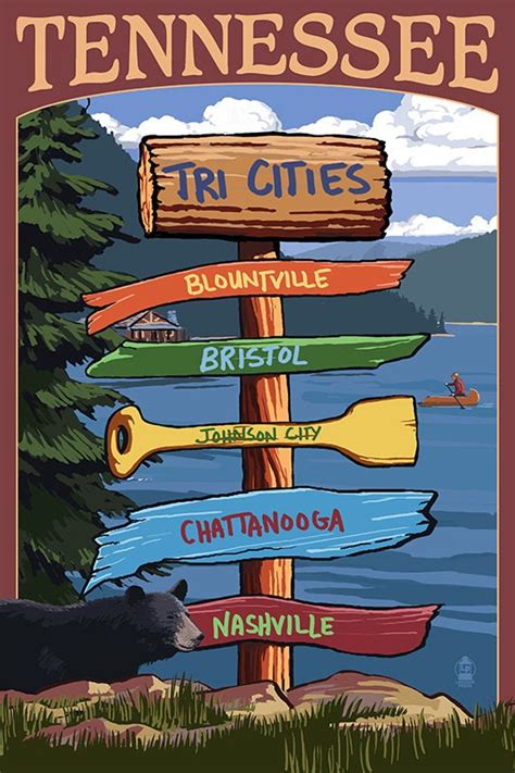 Tennessee Tri Cities Destination Signpost by NightingaleArtwork