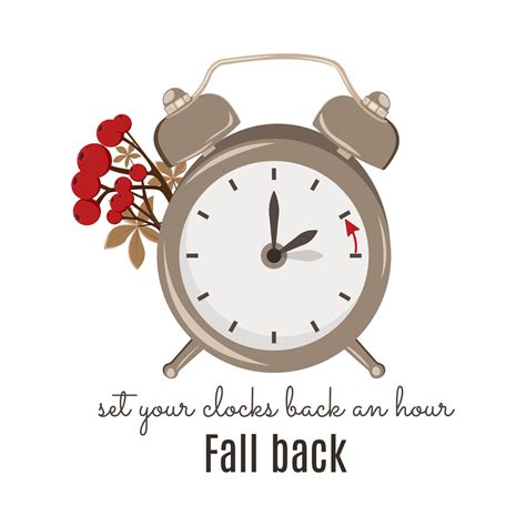 Daylight Saving Time Ends Fall Back Change Clocks Vector Illustration