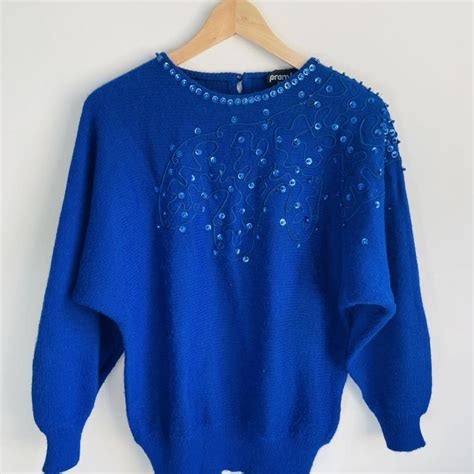 Vintage Sequin Embellished Jumper Sweater Mohair Depop