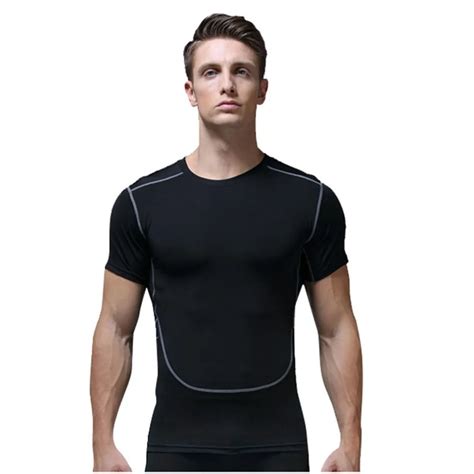 Fashion Men Elastic Tight Fit T Shirt O Neck Slim Fit Muscle