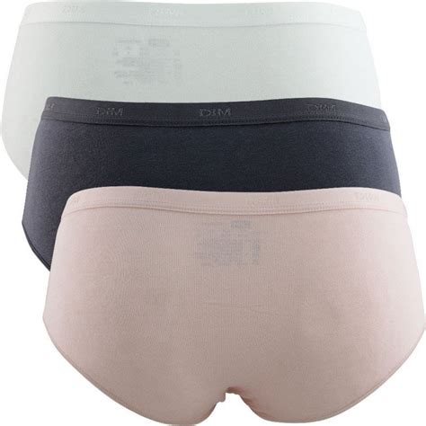 DIM 3 Boxers Femme Coton ECODIM Gris Granite Rose Meringue Blanc