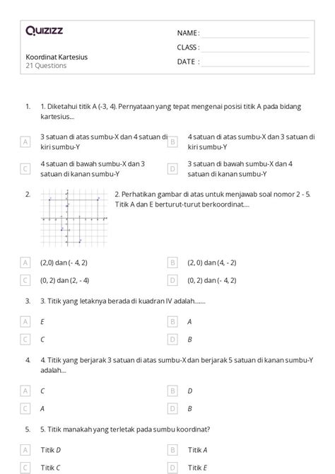 50 Lembar Kerja Pesawat Koordinat Untuk Kelas 8 Di Quizizz Gratis