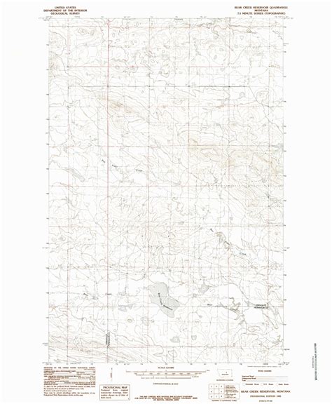 Classic Usgs Bear Creek Reservoir Montana 75x75 Topo Map Mytopo Map Store