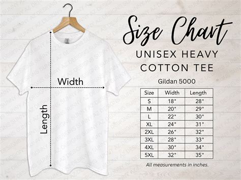 Gildan 5000 Size Chart Unisex Tshirt Size Chart Gildan T Shirt Size