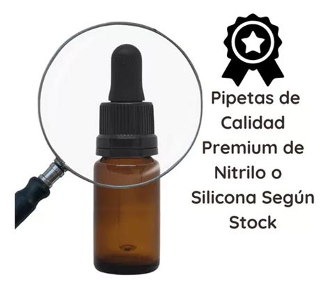 10 Envases Frasco Colirio Vidrio Ambar Con Pipeta Negra 15ml En Venta