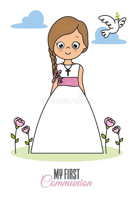 First Communion Girl Stock Illustrations 1348 First Communion Girl