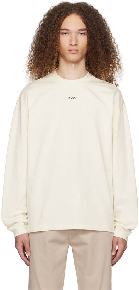 Hugo Off White Relaxed Fit Long Sleeve T Shirt Ssense