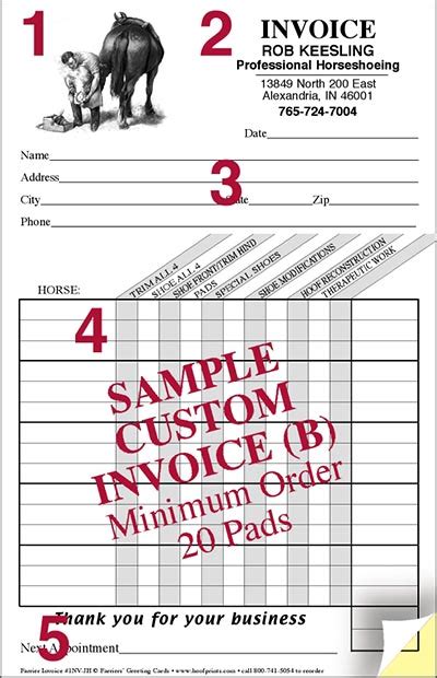 Custom Invoice Pads Engraved Farrier Design