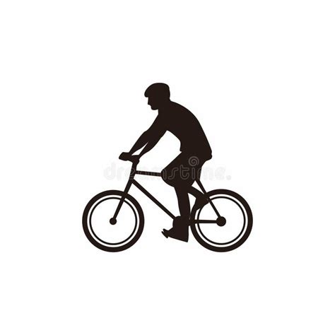 Silhouette Of Man Riding A Bike Illustration Vector Stock Vector